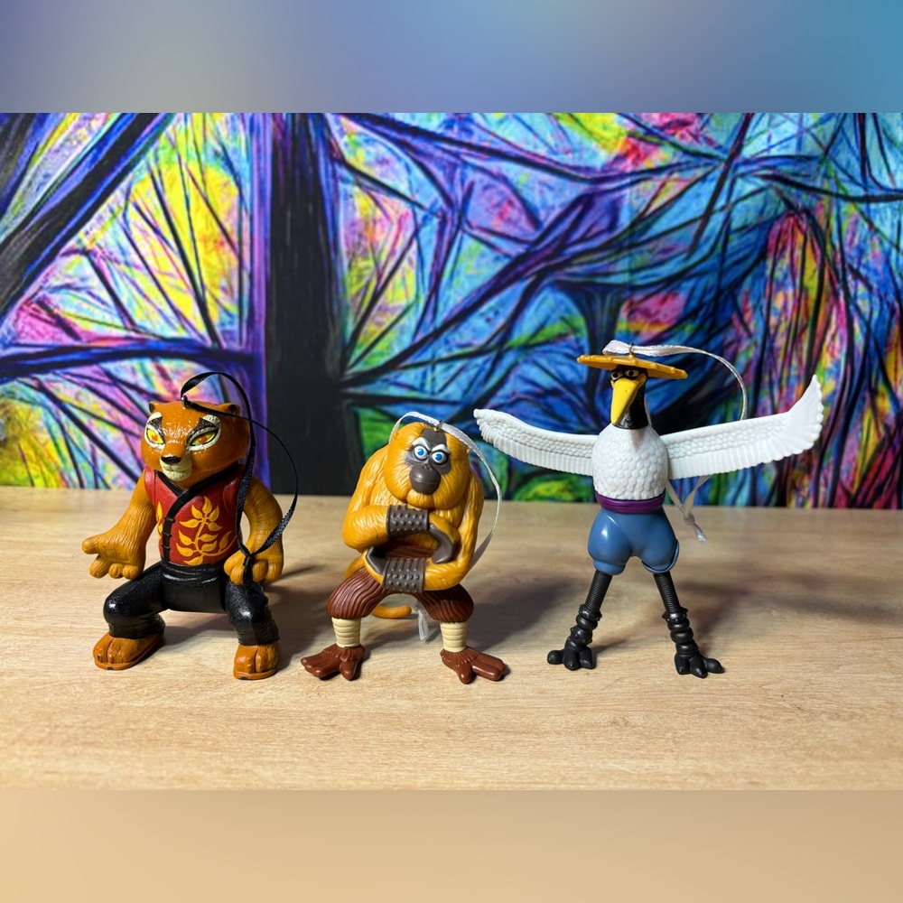 Kung Fu Panda Christmas ornament; Set Of 3, Master Monkey, Master Crane, Tigress